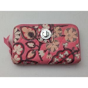 Vera Bradley Zip Around Turnlock RFID Wallet ~ Blush Pink ~ Excellent Condition